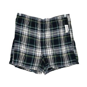 Old Navy Men's Plaid Flannel Boxer Shorts Green Black White Yellow L NWT Lounge